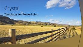 Presentation with farm - Audience pleasing slides consisting of fence for cows on the american farm backdrop and a teal colored foreground