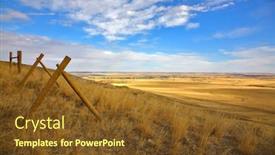  Presentation with serene - Presentation design featuring fence in the american prairie serene autumn day background and a tawny brown colored foreground