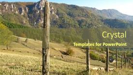  Presentation with mountain view - Theme with fence-line-with-a-mountain background and a  colored foreground