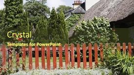  Presentation with restaurant - Presentation theme featuring fence-of-a-restaurant-adare background and a tawny brown colored foreground