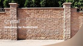  Presentation with brick wall - Presentation theme enhanced with fence-of-bricks-wall background and a coral colored foreground