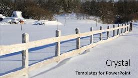 Presentation with farming - Audience pleasing slides consisting of fence on snow-covered farming backdrop and a light gray colored foreground