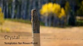  Presentation with fall - Theme having fence-post-on-barb-wire background and a coral colored foreground