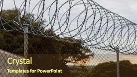  Presentation with sky blue - Presentation theme featuring fence with a barbed wire background and a tawny brown colored foreground