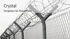  Presentation with barbed wire fence prison concept - Beautiful PPT theme featuring fence with a barbed wire backdrop and a white colored foreground