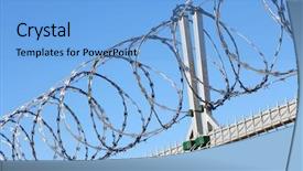  Presentation with barbed wire fence prison concept - Slide deck with fence with a barbed wire background and a light blue colored foreground