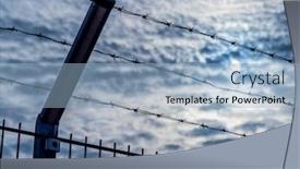  Presentation with barbed wire fence prison concept - Audience pleasing presentation design consisting of fence-with-barbed-wire backdrop and a light blue colored foreground