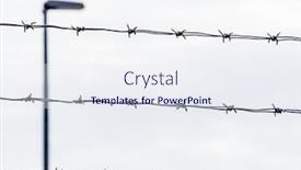 Presentation with barbed wire fence prison concept - Beautiful presentation design featuring fence-with-barbed-wire backdrop and a sky blue colored foreground