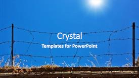  Presentation with sky sun - Slides consisting of fence with barbed wire background and a teal colored foreground
