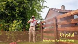  Presentation with electric - Cool new presentation theme with fence with electric power washer backdrop and a tawny brown colored foreground