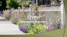  Presentation with pink roses - Cool new presentation theme with fence with flowers pink roses backdrop and a gray colored foreground