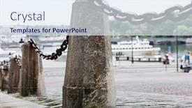  Presentation with chains - Colorful presentation theme enhanced with fencing-of-sidewalk-in-form backdrop and a sky blue colored foreground