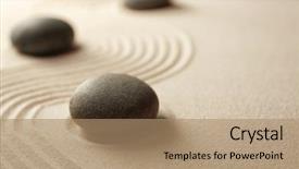  Presentation with garden sand - Beautiful PPT theme featuring feng - japanese zen garden pebbles backdrop and a coral colored foreground