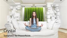  Presentation with lotus sutra - Presentation theme with feng - young woman sitting background and a soft green colored foreground