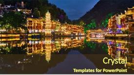  Presentation with ancient china - Presentation theme enhanced with feng huang ancient town phoenix background and a tawny brown colored foreground