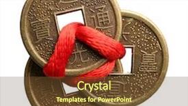  Presentation with feng shui - Slides with feng shui coins isolated background and a tawny brown colored foreground