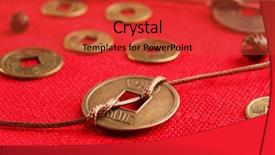  Presentation with feng shui - Audience pleasing presentation theme consisting of feng shui coins on table backdrop and a red colored foreground