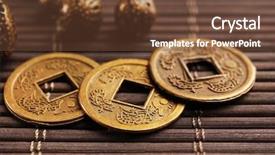  Presentation with feng shui - Colorful theme enhanced with feng shui coins on table backdrop and a tawny brown colored foreground
