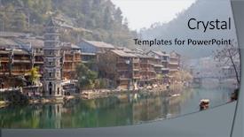  Presentation with ancient china - Presentation design enhanced with fenghuang phoenix ancient town hunan background and a  colored foreground