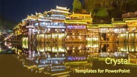  Presentation with ancient china - Presentation theme with fenghuang phoenix ancient town sunset background and a tawny brown colored foreground