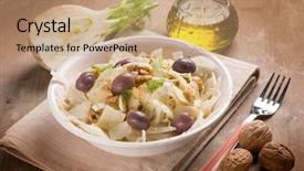  Presentation with salad - Slides with fennel salad with parmesan cheese background and a coral colored foreground