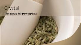  Presentation with mortar and pestle - Presentation theme having fennel seeds in a pestle background and a coral colored foreground