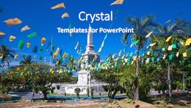  Presentation with philippines - PPT theme with ferdinand magellan shrine in cebu background and a teal colored foreground