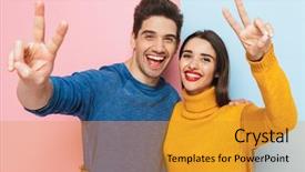  Presentation with catholic couple silhouette of young - PPT theme consisting of ferias - cheerful young couple standing isolated background and a gold colored foreground