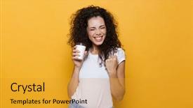  Presentation with happy image - Audience pleasing PPT theme consisting of ferias - image of an excited happy backdrop and a gold colored foreground