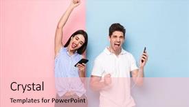  Presentation with happy image - PPT theme with ferias - image of happy man background and a lemonade colored foreground