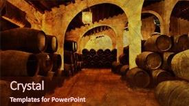  Presentation with fermented food - Presentation theme featuring fermented food - cellar with barrels of sherry background and a wine colored foreground