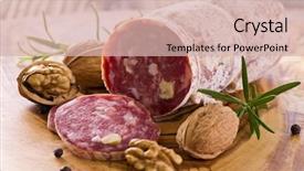  Presentation with fermented food - Amazing presentation design having fermented food - walnut salami backdrop and a lemonade colored foreground
