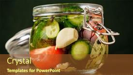  Presentation with fermented food - Slide set consisting of fermented-preserved-vegetarian-food-concept background and a tawny brown colored foreground