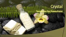  Presentation with fern - PPT layouts with fern leaf with yellow orchid soap salt in glass on black pebble background and a tawny brown colored foreground