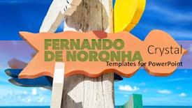  Presentation with beach - PPT theme with fernando-de-noronha-signpost background and a yellow colored foreground
