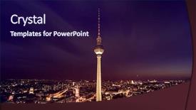  Presentation with aerial - Beautiful PPT theme featuring fernsehturm at night in berlin backdrop and a navy blue colored foreground