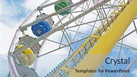  Presentation with ferris wheel - PPT theme enhanced with ferris wheel against a blue sky background and a light blue colored foreground