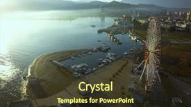  Presentation with black sea - Audience pleasing slide deck consisting of ferris wheel and black sea backdrop and a tawny brown colored foreground