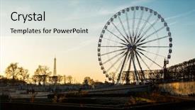  Presentation with ferris wheel - Audience pleasing PPT layouts consisting of ferris wheel and the eiffel tower in paris france backdrop and a light blue colored foreground