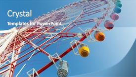  Presentation with amusement ferris wheel - Colorful slide set enhanced with ferris wheel in amusement park backdrop and a teal colored foreground