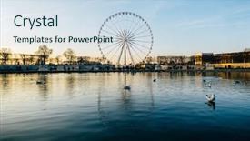  Presentation with garden pond - Theme having ferris wheel on concorde square background and a sky blue colored foreground