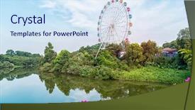  Presentation with ferris wheel - Theme enhanced with ferris wheel over blue sky background and a sky blue colored foreground
