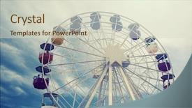  Presentation with ferris wheel - Beautiful slide deck featuring ferris wheel over blue sky - retro styled photo backdrop and a soft green colored foreground