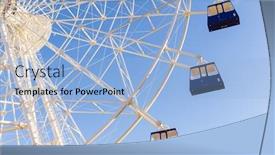  Presentation with ferris wheel - PPT theme having ferris wheel under blue sky background and a light blue colored foreground