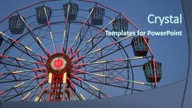  Presentation with ferris wheel - Beautiful PPT theme featuring ferris wheel backdrop and a ocean colored foreground