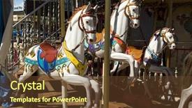  Presentation with horses - Colorful slide set enhanced with ferriswheel - horses in carrousel in pier backdrop and a tawny brown colored foreground
