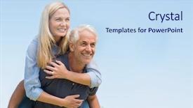  Presentation with man riding big bike motor - Cool new slides with ferroutage - senior man giving piggyback ride backdrop and a sky blue colored foreground