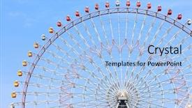  Presentation with wheel - Colorful slide set enhanced with ferry - ferris wheel near to tempozan backdrop and a light blue colored foreground