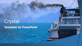  Presentation with polluted - Presentation design having ferry-boat-exhausting-dark-polluted background and a teal colored foreground