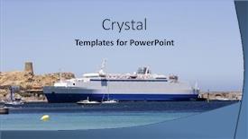  Presentation with ship boat and sea - Colorful slides enhanced with ferry-boat-to-corsica backdrop and a light blue colored foreground